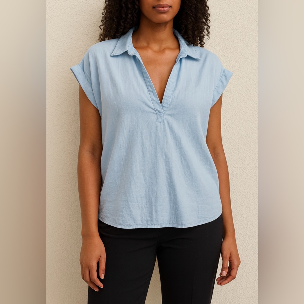 Pendleton 100% Cotton Collared Split Neck Sleevel… - image 1